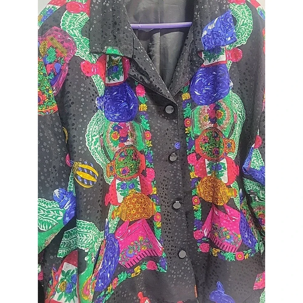 Vtg‎ 80's 90's Loud Neon jacket Tan Jay Nygard Windbreaker Shoulder Pads XL